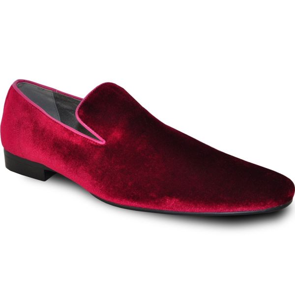 BURGUNDY MAROON VELVET SLIP-ON SHOES