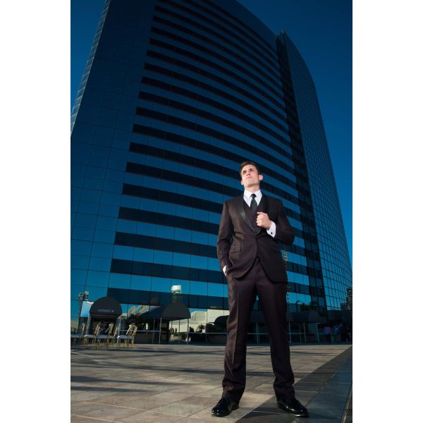 Plum Shawl Collar Tuxedo Set with Pants and Vest