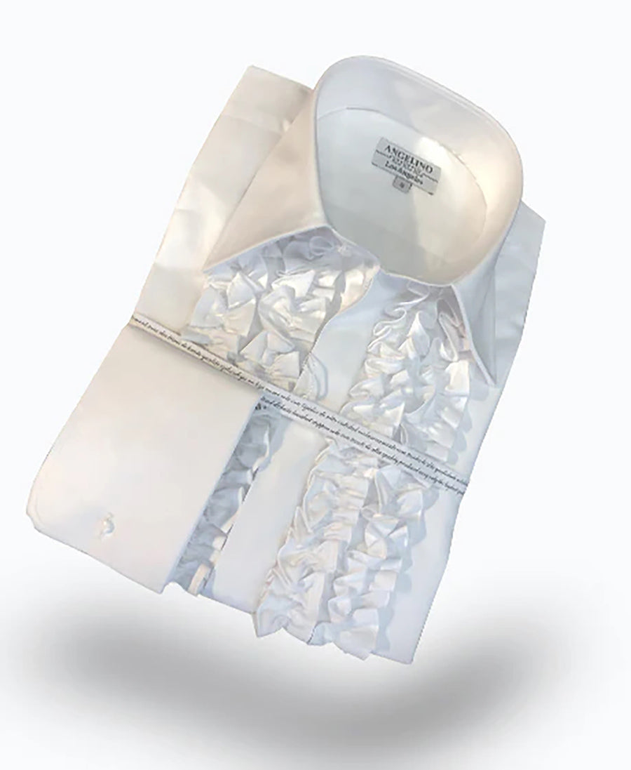 White Ruffle Tuxedo Shirt