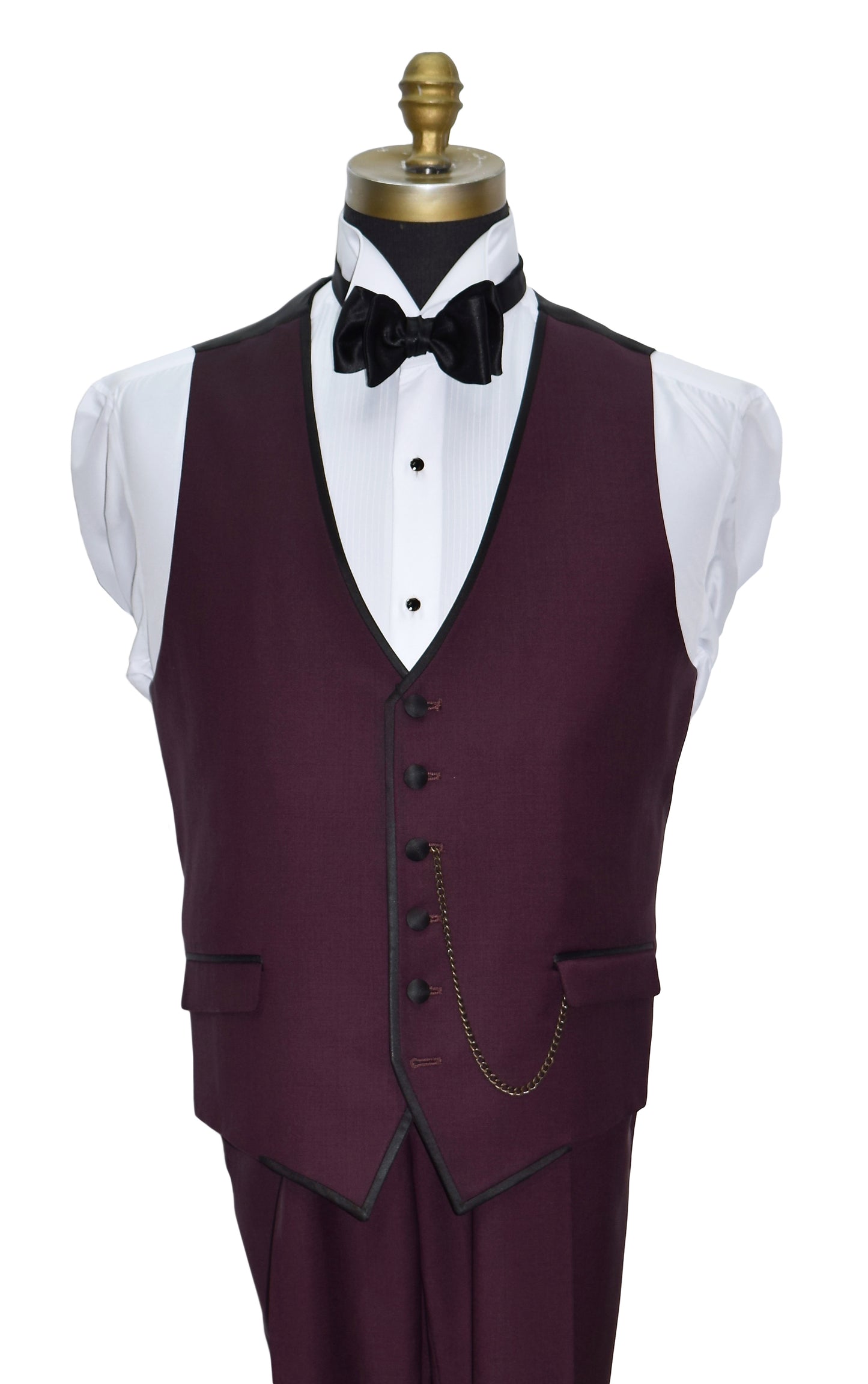 burgundy tuxedo vest that goes with the burgundy shawl collar tuxedo