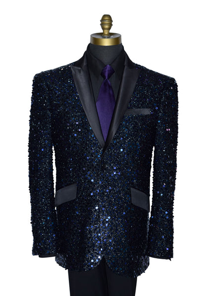 Black and Purple Sequins Tuxedo