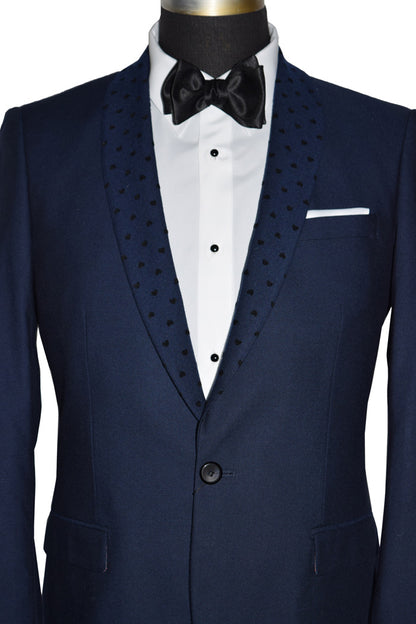 Navy Blue Shawl Collar Dinner Jacket