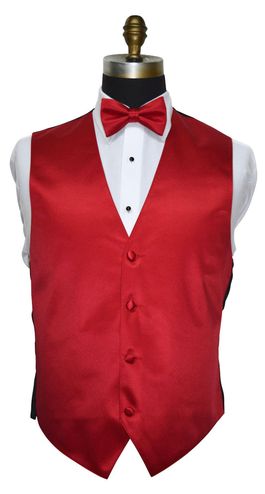 Red vest and bow tie set on a mannequin with a white background