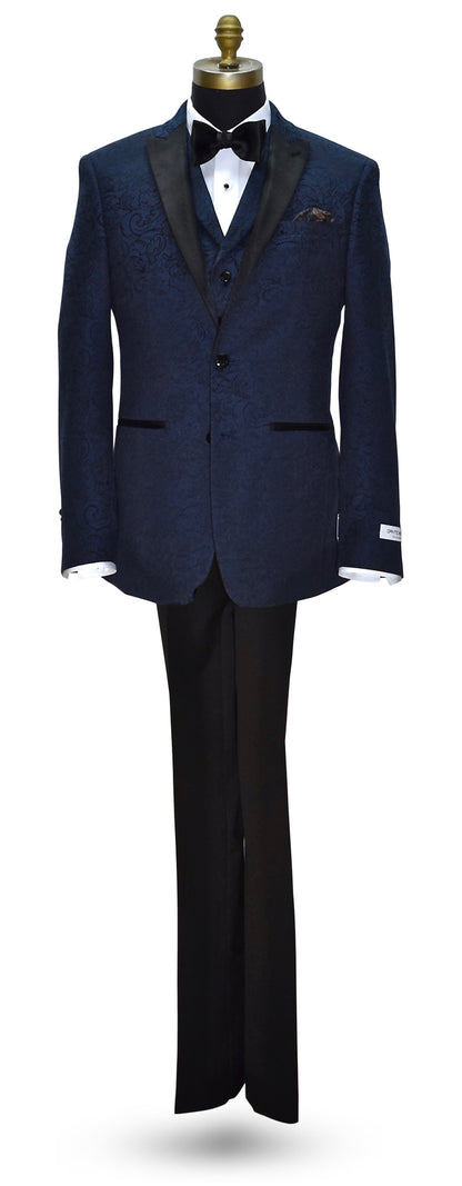 NIGHT BLUE PAISLEY TUXEDO COAT ONLY $#