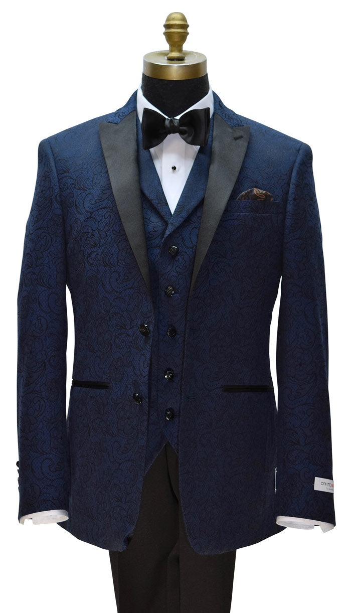 NIGHT BLUE PAISLEY TUXEDO COAT ONLY $#