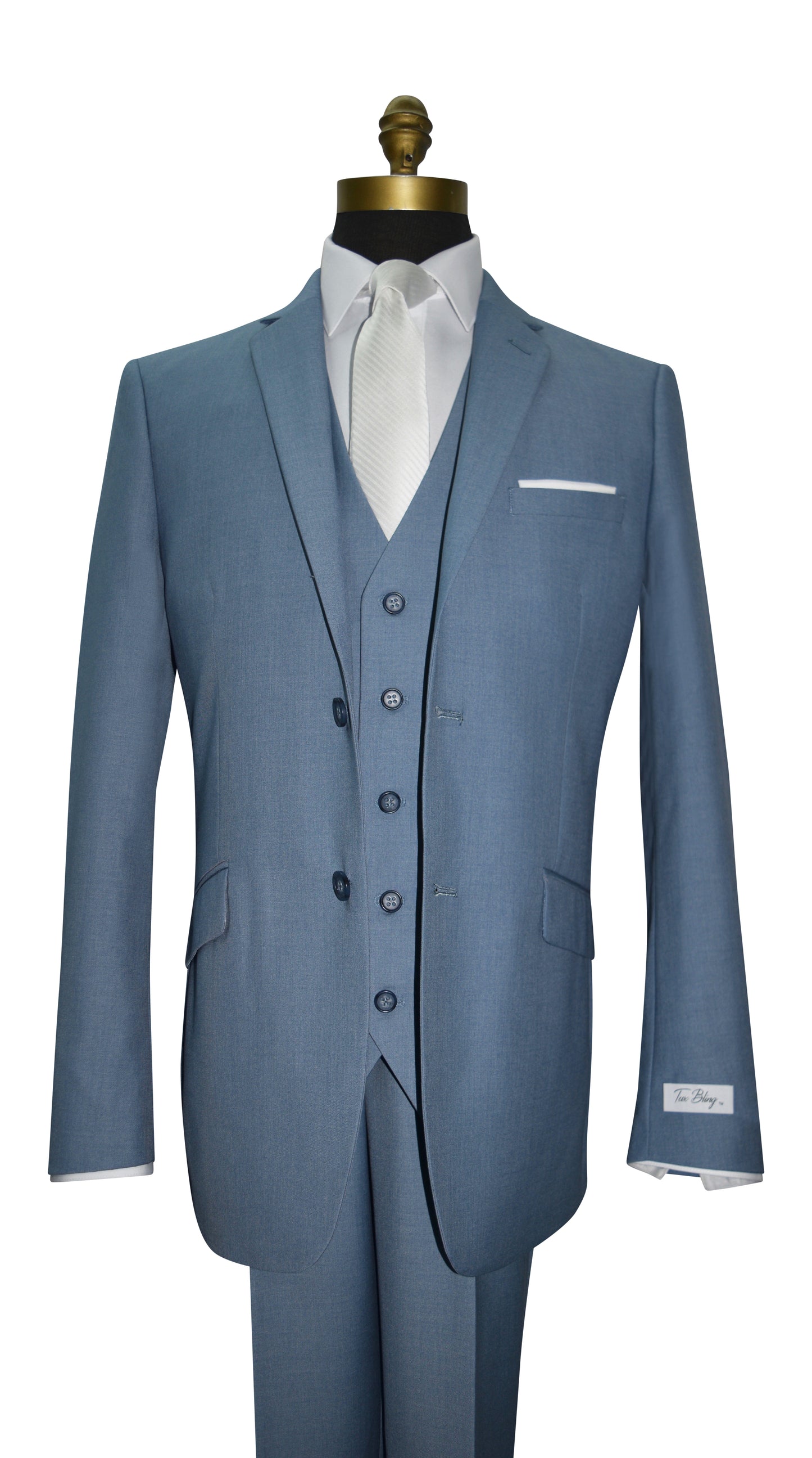 Blue Mens 3-Piece Suit (Vest Optional)