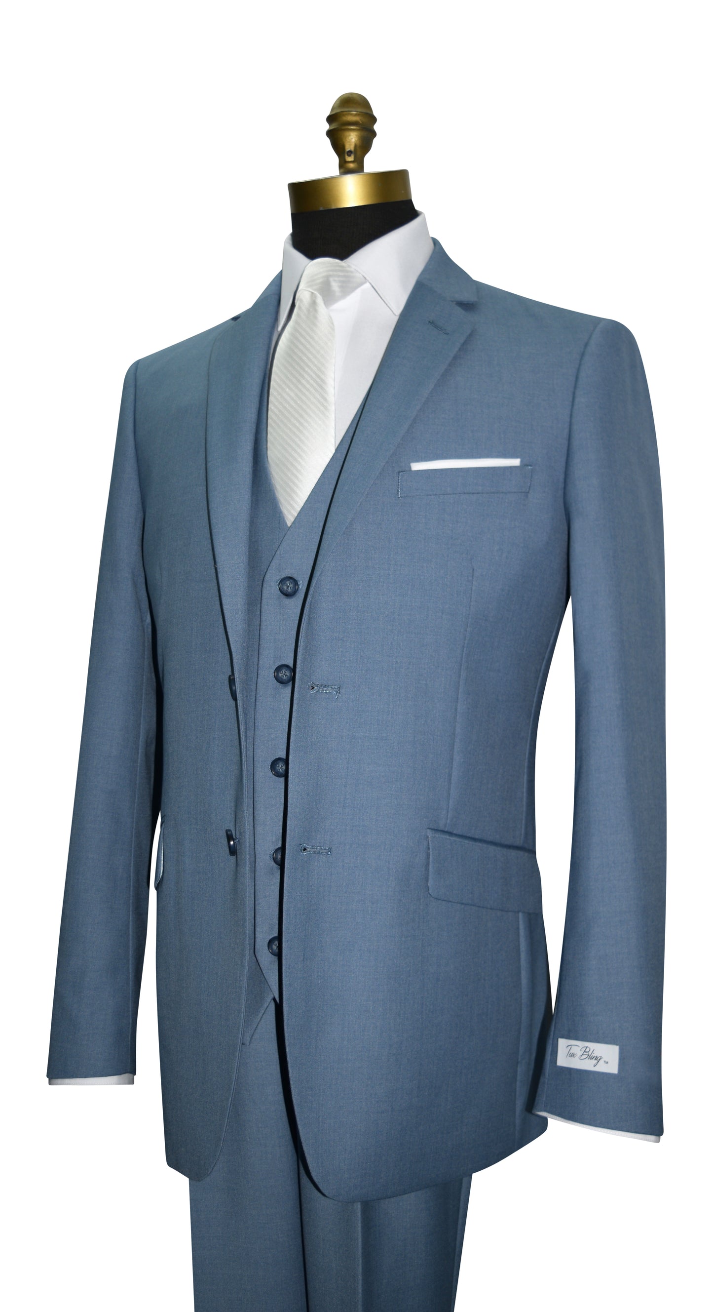 Blue Mens 3-Piece Suit (Vest Optional)