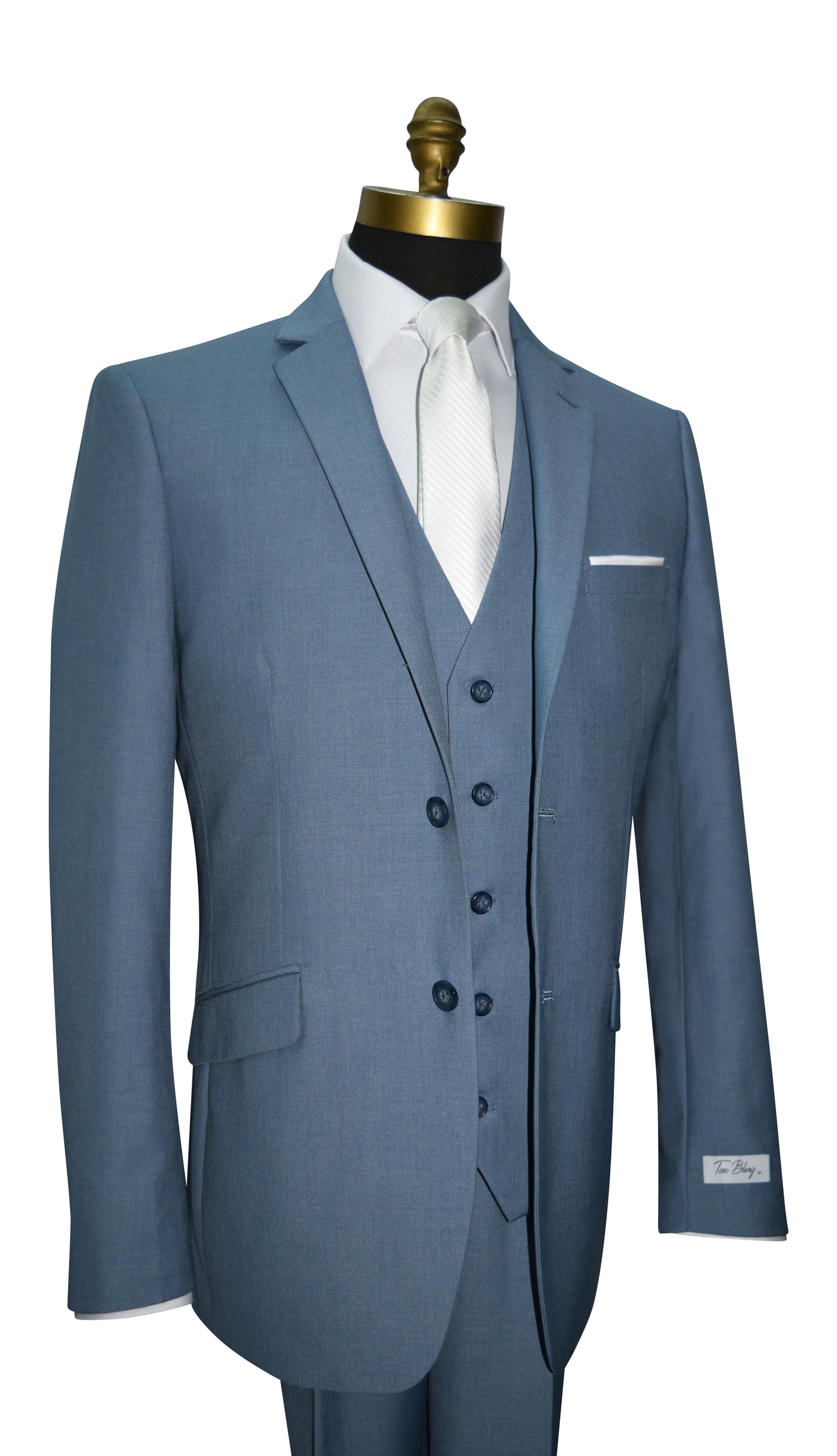 Blue Mens 3-Piece Suit (Vest Optional)