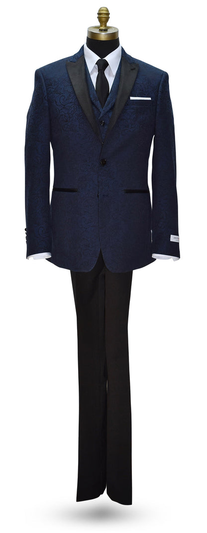 NIGHT BLUE PAISLEY TUXEDO COAT ONLY $#