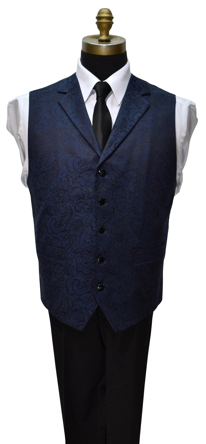 NIGHT BLUE PAISLEY TUXEDO COAT ONLY $#