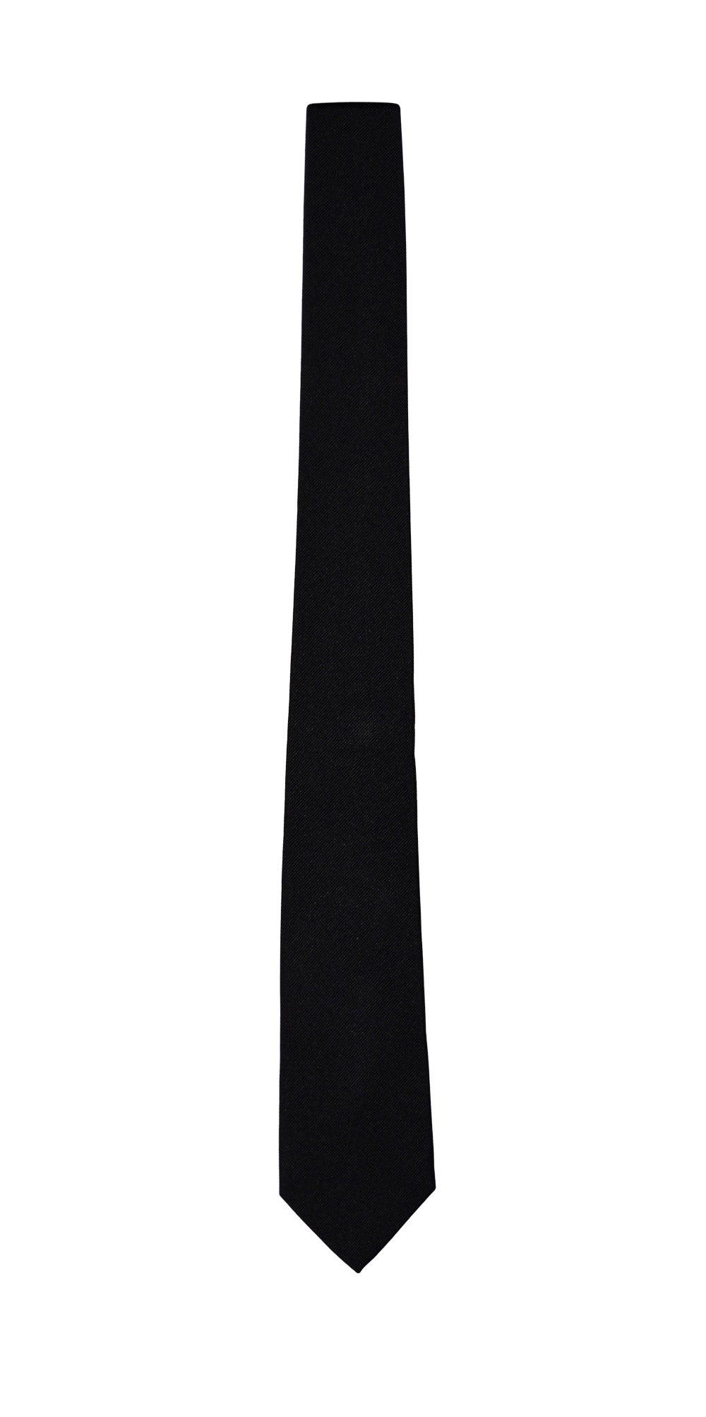 Black skinny satin dress-tie on a white background