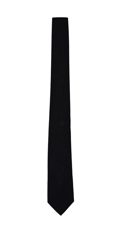 Black skinny satin dress-tie on a white background
