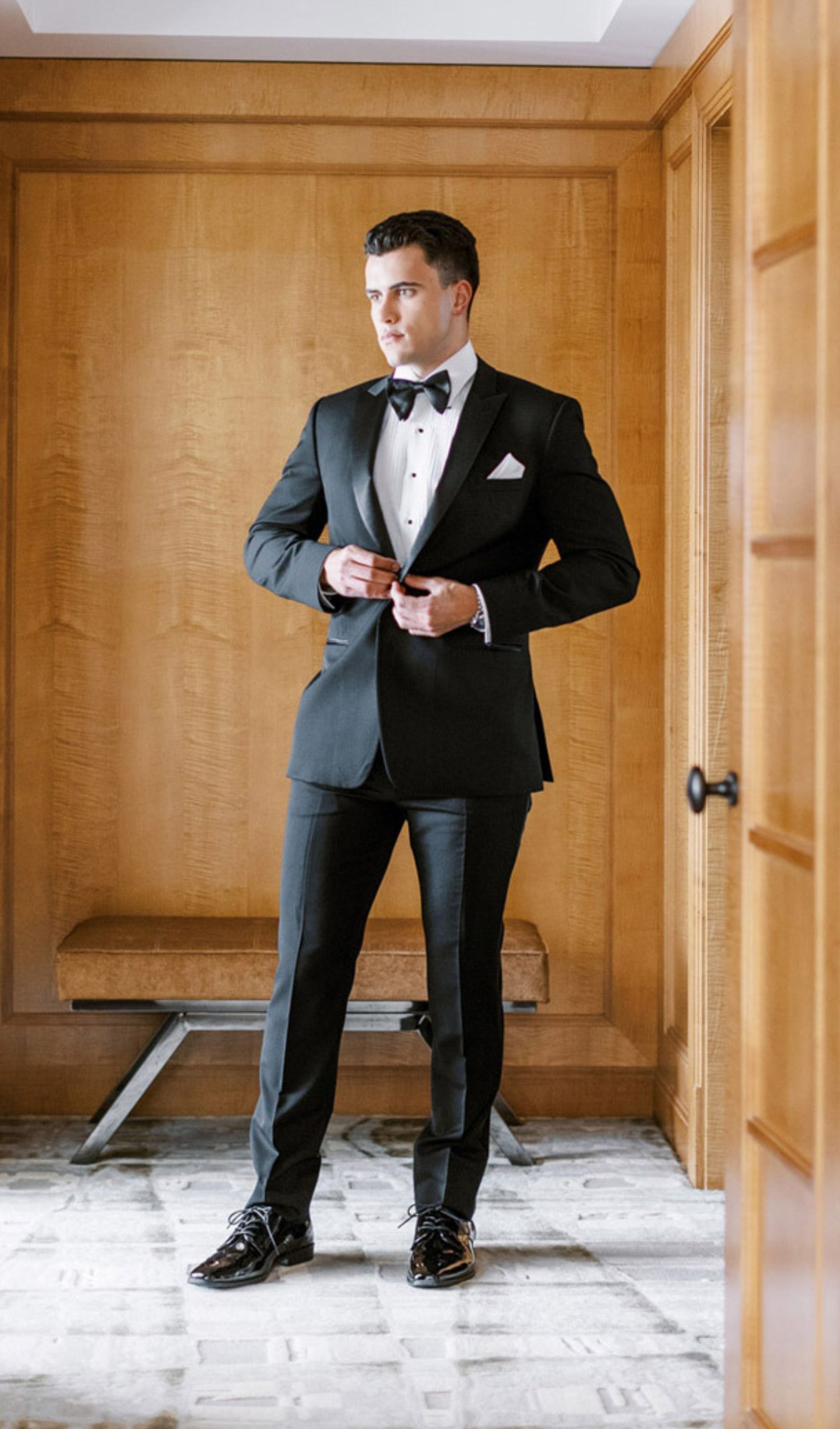 Black Peak Lapel Tuxedo Rental – Men’s Slim Fit Formalwear Starting at