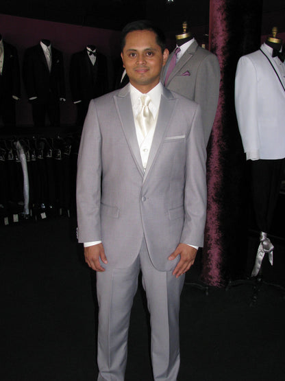LIGHT GRAY MODERN FIT PEAK LAPEL TUXEDO$#