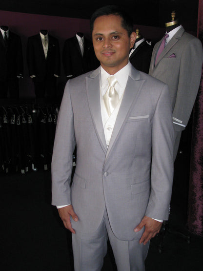 LIGHT GRAY MODERN FIT PEAK LAPEL TUXEDO$#