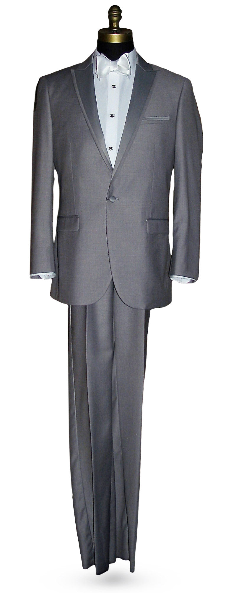 LIGHT GRAY MODERN FIT PEAK LAPEL TUXEDO$#