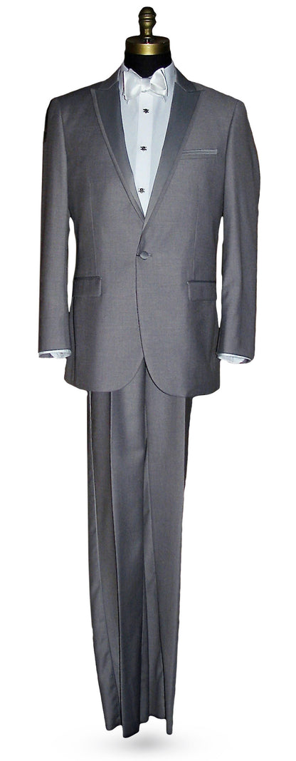 LIGHT GRAY MODERN FIT PEAK LAPEL TUXEDO$#