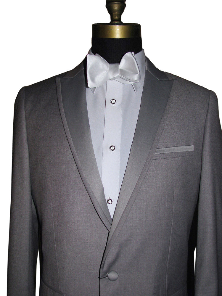 LIGHT GRAY MODERN FIT PEAK LAPEL TUXEDO$#