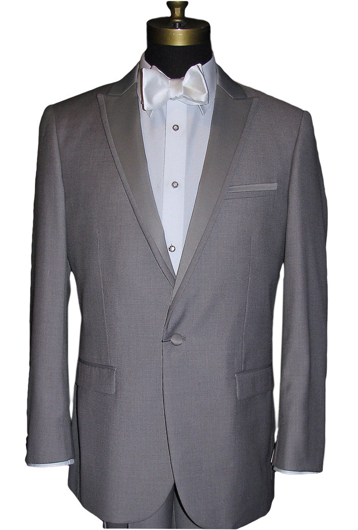 LIGHT GRAY MODERN FIT PEAK LAPEL TUXEDO$#