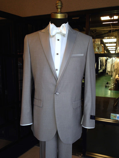 LIGHT GRAY MODERN FIT PEAK LAPEL TUXEDO$#
