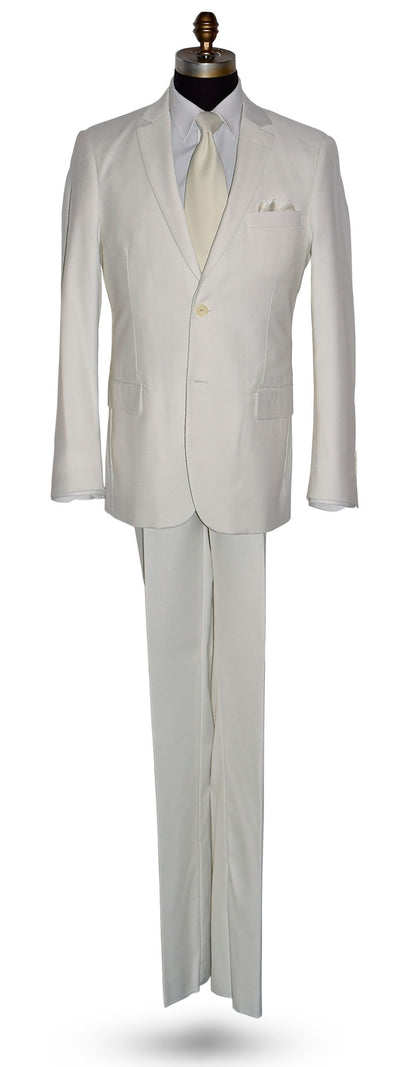 life size mannequin wearing an Off-White Men's 2  Piece Suit with a ivory colored necktie