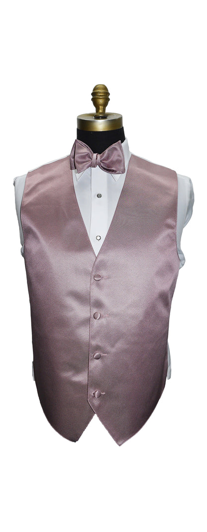 mannequin wearing a quartz tuxedo vest and a quartz "self-tie" bowtie against a white background