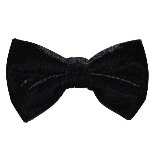 Black velvet bow tie on a white background