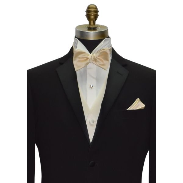 Champagne Bow Tie and Pocket Hankie -SELF TIE #