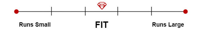 fitment scale indicating this tuxedo style fits true to size