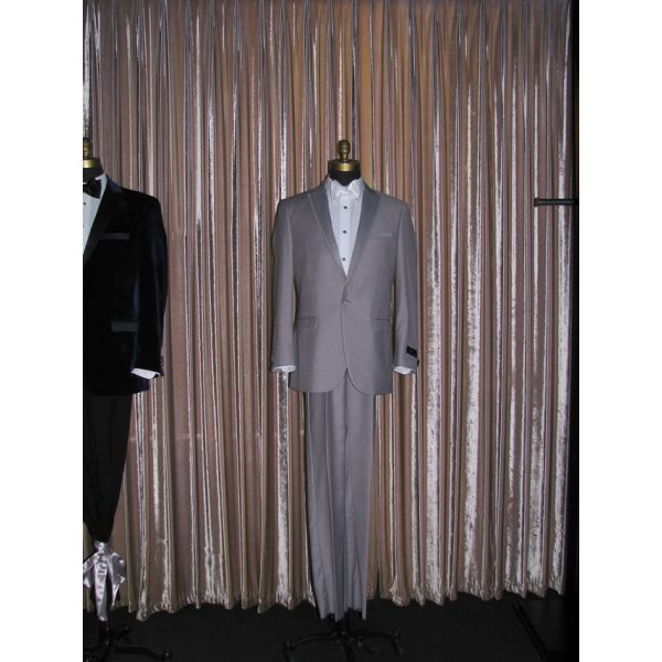 LIGHT GRAY MODERN FIT PEAK LAPEL TUXEDO$#