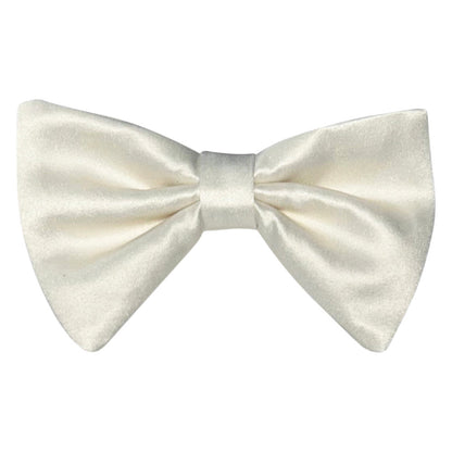 Ivory satin bow tie on a white background