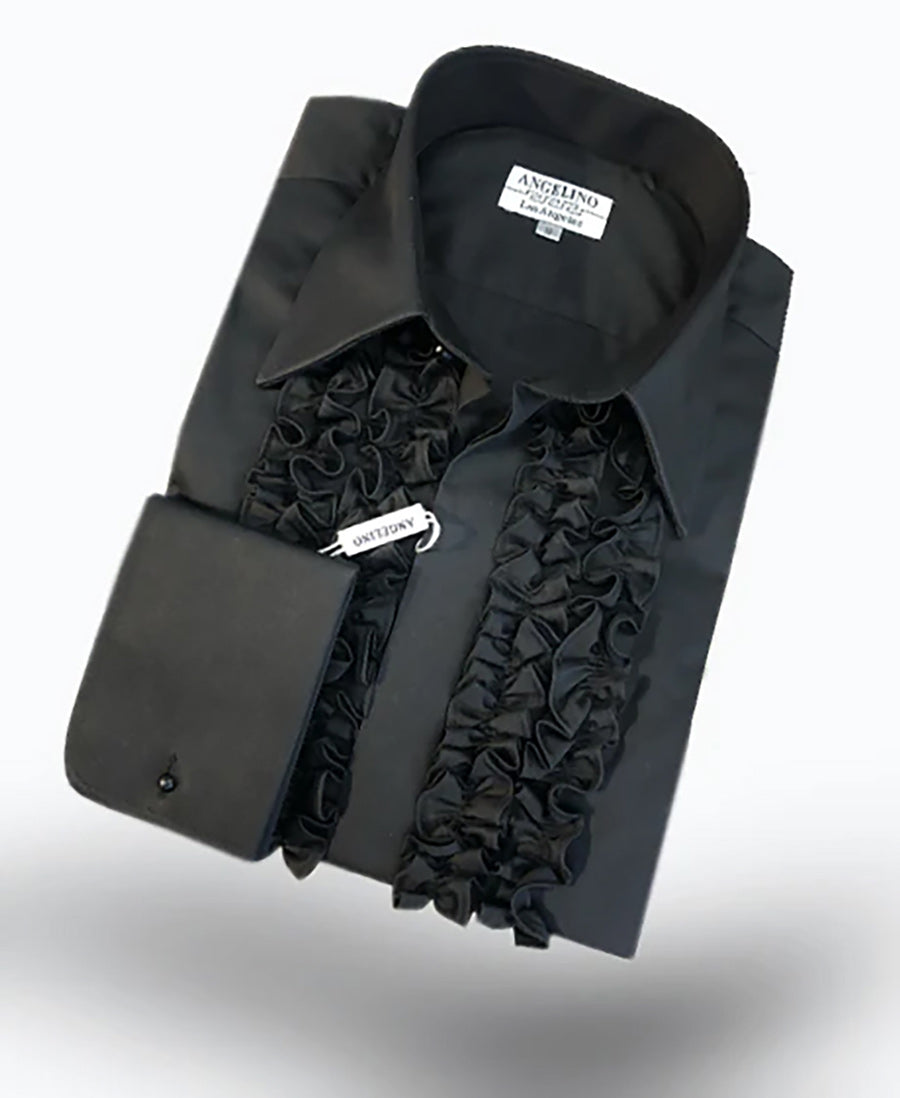 Black  Ruffle Tuxedo Shirt