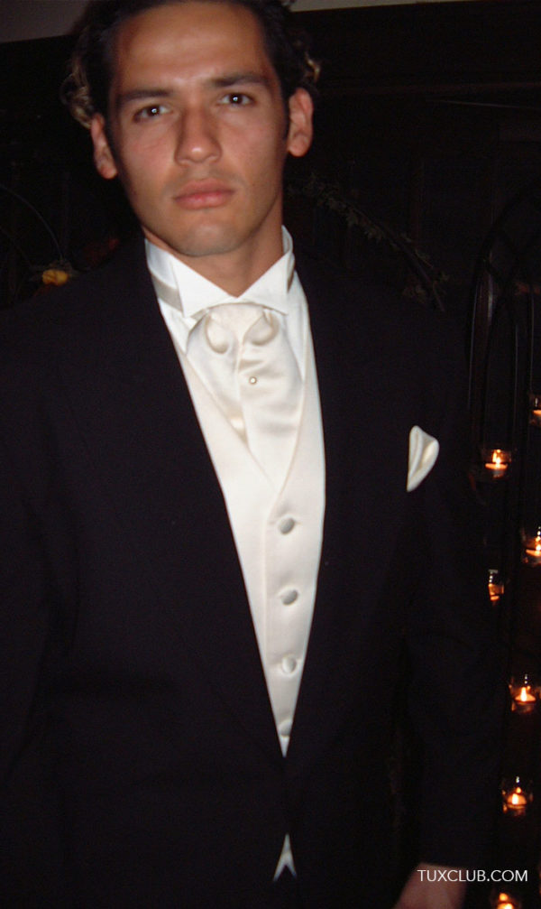 OFFWhite Satin Vest and Ascot Shown with OFFWhite Wing Collar Shirt