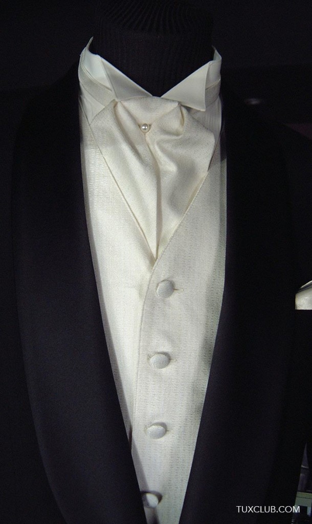 OffWhite Textured Vest and Ascot Shown with Off White Wing Collar