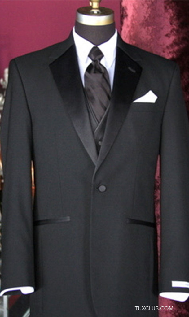 1 Button Notch with Black Textured Vest and Black Shadow Stripe Long