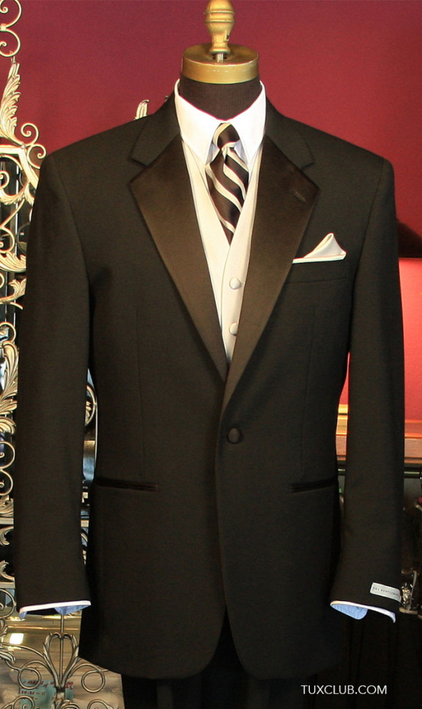 1 Button Notch with Platinum Vest and Platinum and Black Stripe Long
