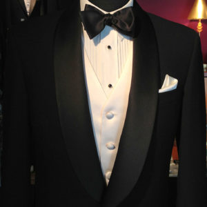 1 Button GR Shawl Collar with White Satin Vest and Black Satin Bow Tie ...