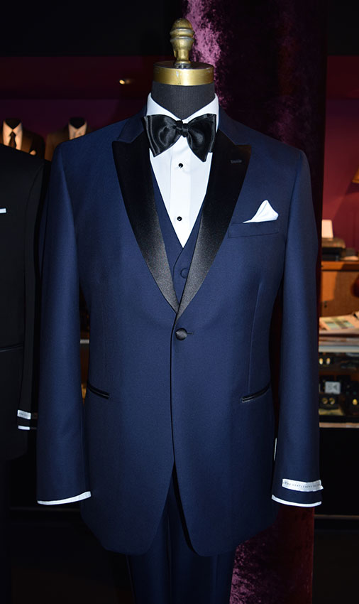 Vest Mens Navy Blue Satin Bow Tie Tuxedo Steampunk Wedding Prom Full Back 