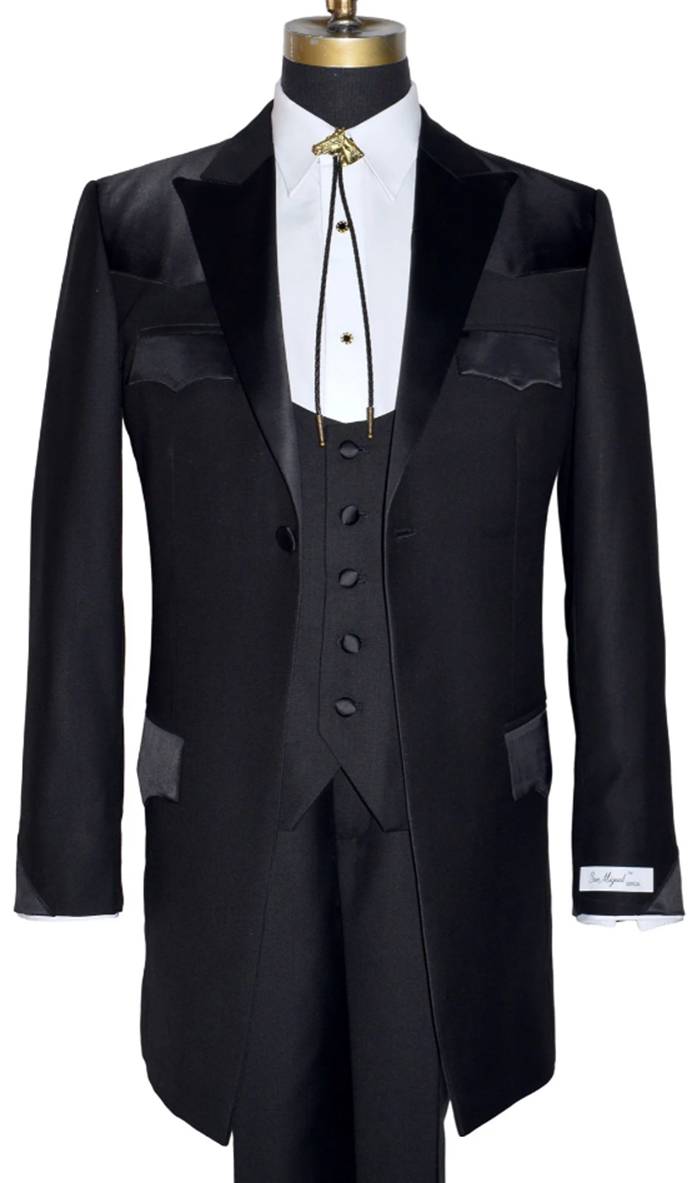 Western Tuxedo Black Long Coat