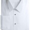 White Tuxedo Shirt 1/4" Pleats Lay Down Coallar