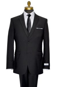 Ultra Black Wedding Suit Notch Lapel