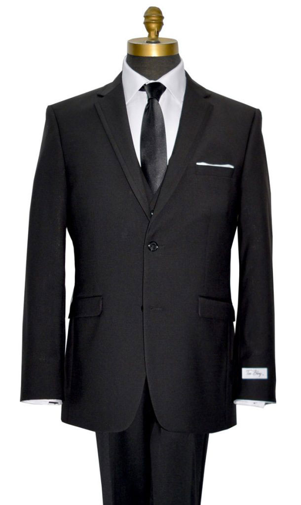 Ultra Black Wedding Suit Notch Lapel