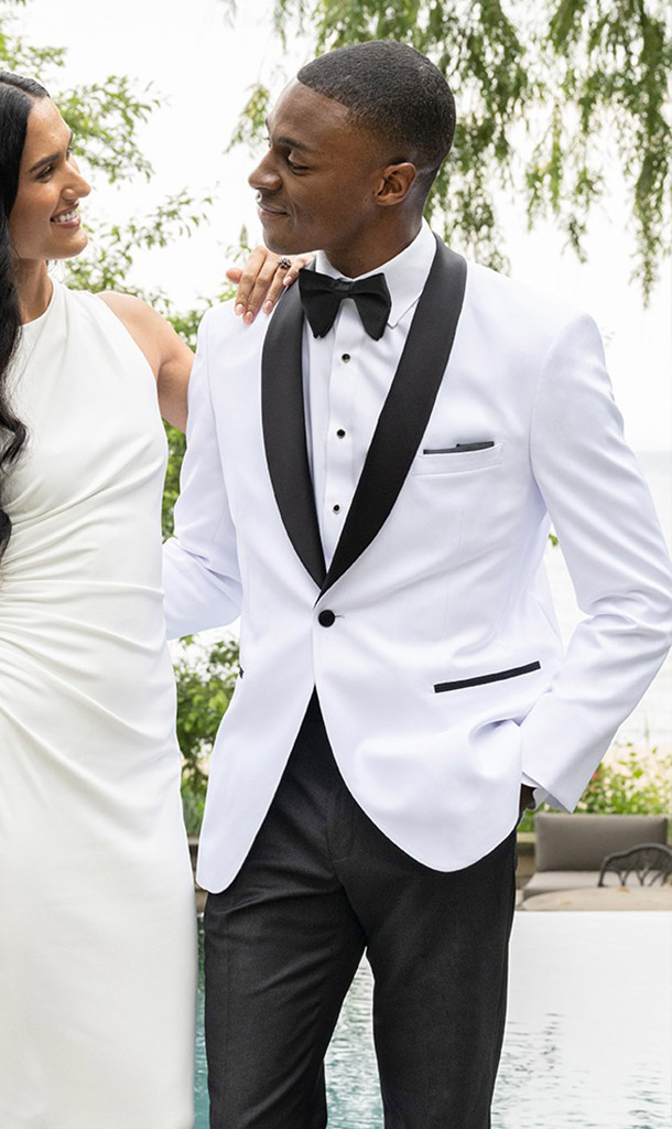 White Shawl Collar Dinner Jacket with Black Lapel